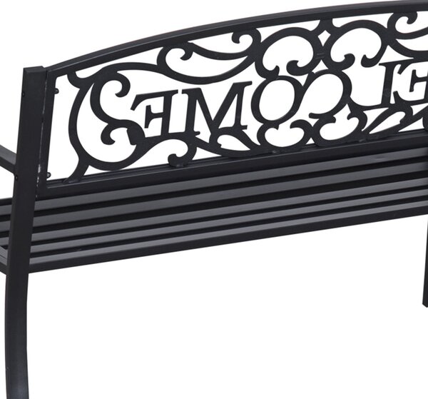 Bancă de grădină pentru 2 persoane, metal, negru