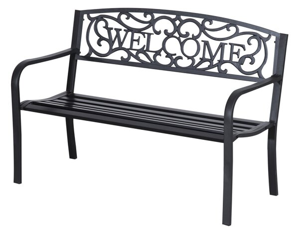 Bancă de grădină pentru 2 persoane, metal, negru