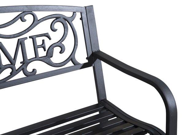 Bancă de grădină pentru 2 persoane, metal, negru