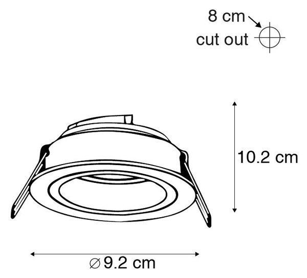 Set de 6 spoturi încastrate moderne negre 9,2 cm rotative și înclinabile - Chuck