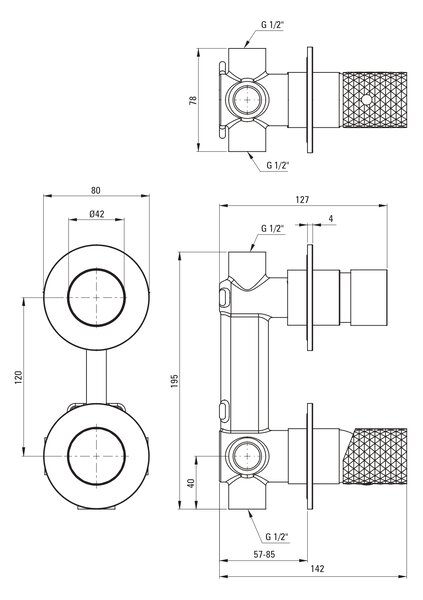 Deante Silia Hexa baterie cadă-duș ascuns auriu BHS_R44P