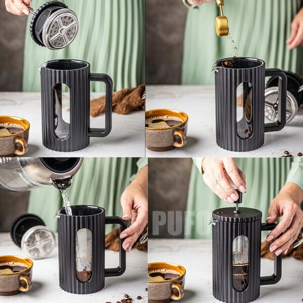 Infuzor Pufo French Press 600ml - Ceai și Cafea, Aromă Intensă, Preparare Ușoară