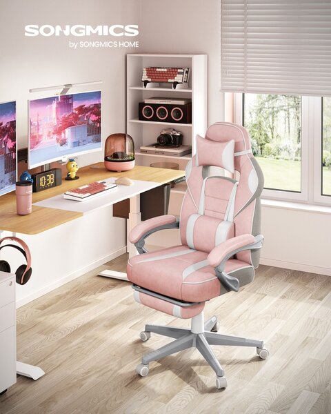 Scaun birou Songmics Roz 65.5x70.9x129.7 cm