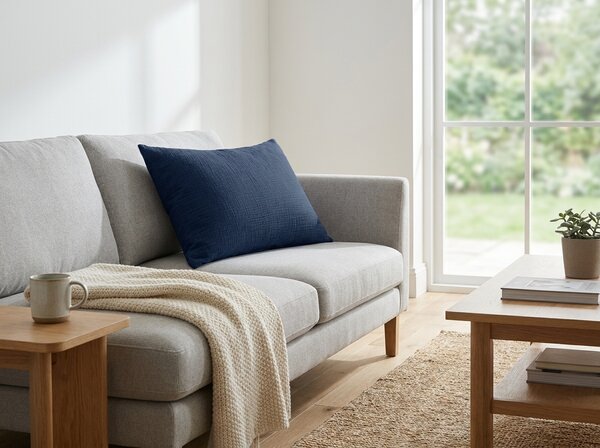 Husa de perna muselina MUSSARI 50x70 cm, albastru inchis