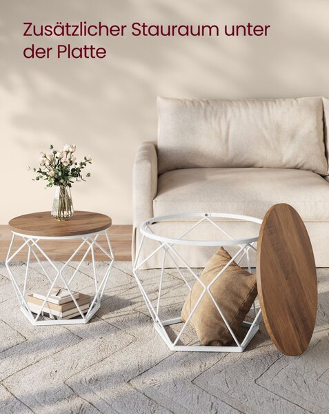 Set măsuță de cafea 2 piese, maro miere, alb 50x50x40cm