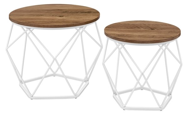 Set măsuță de cafea 2 piese, maro miere, alb 50x50x40cm
