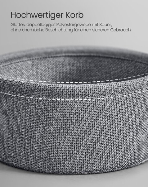 Măsuță depozitare rotundă cu coș textil, gri ardezie și negru 45×51cm