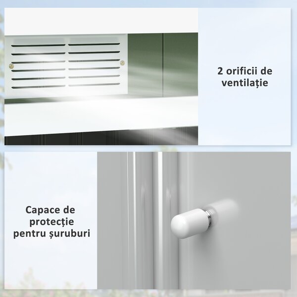 Outsunny, magazie pentru scule, casuta de gradina, sopron pentru unelte 280x130x172cm, Verde deschis | Aosom Romania