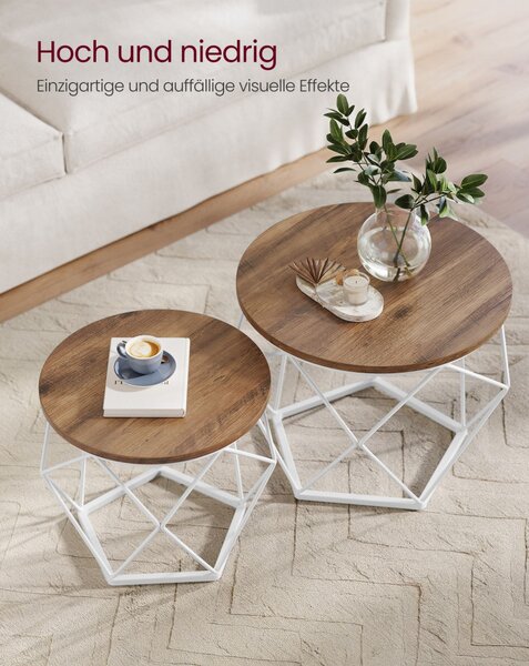 Set măsuță de cafea 2 piese, maro miere, alb 50x50x40cm