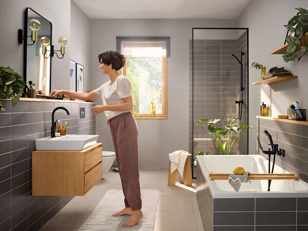 Hansgrohe Rebris E baterie lavoar stativ negru 72576670