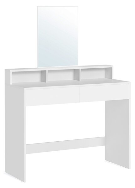 Masă de toaletă, masă de machiaj cu oglindă cu 2 sertare și compartimente, alb 100x40x140cm