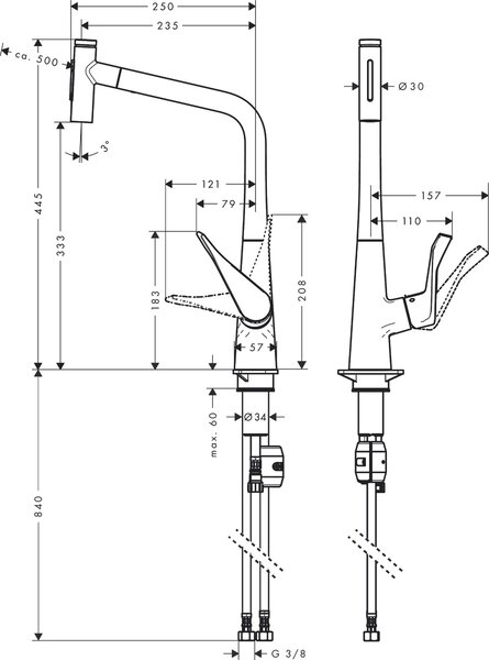 Hansgrohe Metris Select M71 baterie bucătărie pe picior crom 73820000
