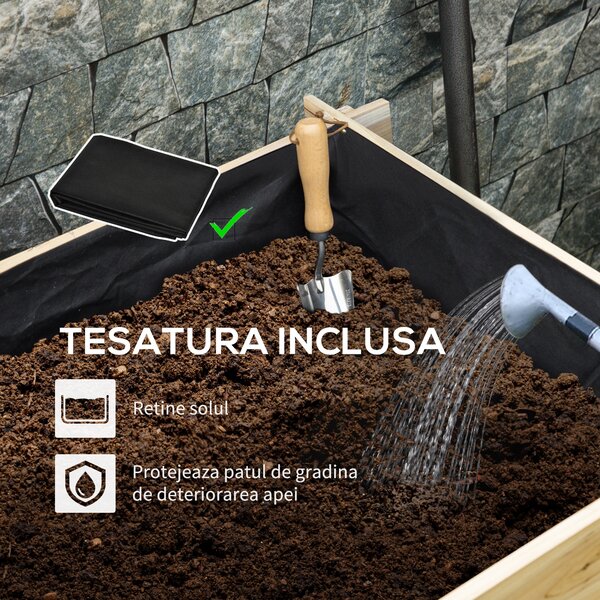 Outsunny Jardiniera pentru plan de cultivare inaltat pe 3 niveluri din lemn de brad, culoare lemnului, 93x93x35 cm | Aosom Romania