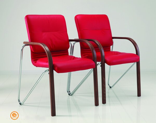 Scaun vizitator FANCY Ultra, Rosu piele ecologica