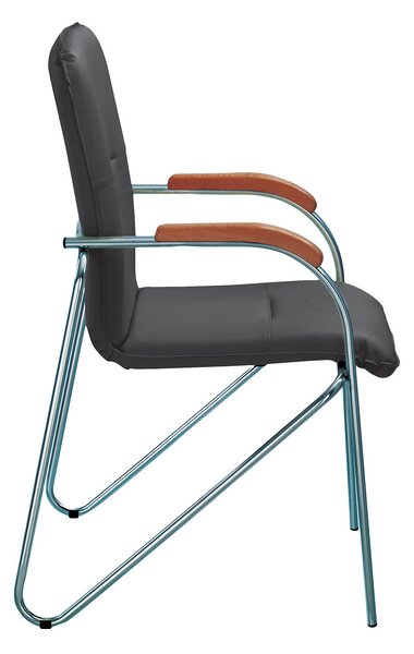 Scaun vizitator MULLER Wood, Negru piele ecologica
