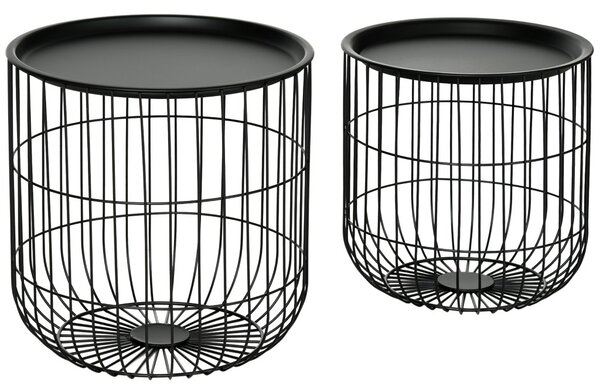 Set de 2 mese de cafea, design scandinav, din oțel negru