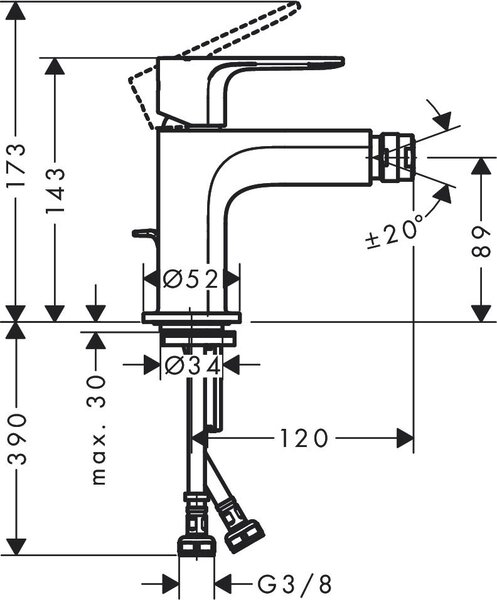 Hansgrohe Rebris E baterie bideu stativ crom 72211000