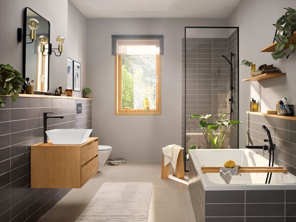 Hansgrohe Rebris E baterie lavoar stativ negru 72581670
