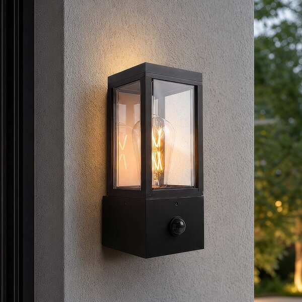 Searchlight Lampă de perete pentru exterior Dubai, negru, ABS, policarbonat, E27, Negru, Plastic, Modern, Priză de perete top