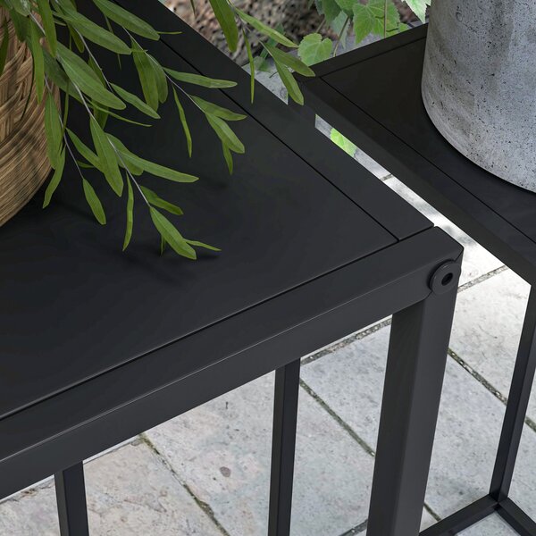 Set suporturi pentru flori, 2 bucăți, oțel, negru