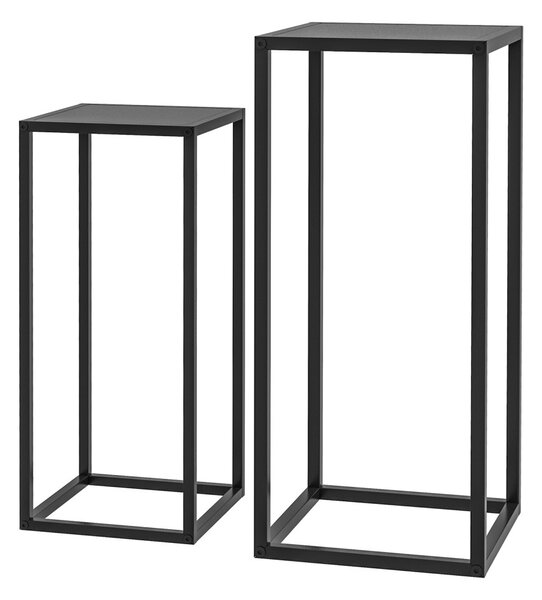 Set suporturi pentru flori, 2 bucăți, oțel, negru