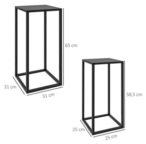 Set suporturi pentru flori, 2 bucăți, oțel, negru