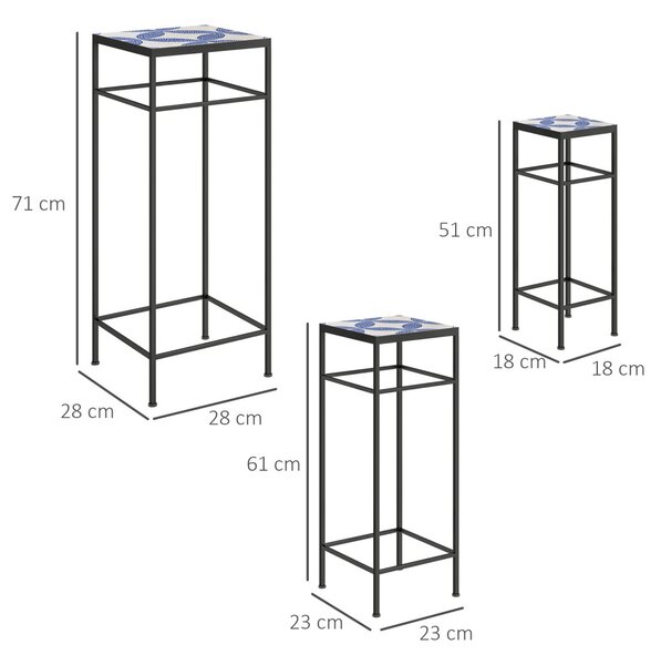 Suport pentru flori, set de 3 piese, etajeră metalică pentru flori