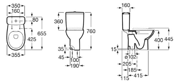 Roca Victoria vas wc stativă fără margine alb A342V04000