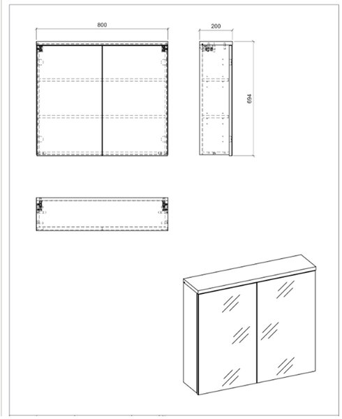 Comad Bali White dulap 80x20x69.4 cm cu oglinda alb-stejar BALI WHITE 841 FSC
