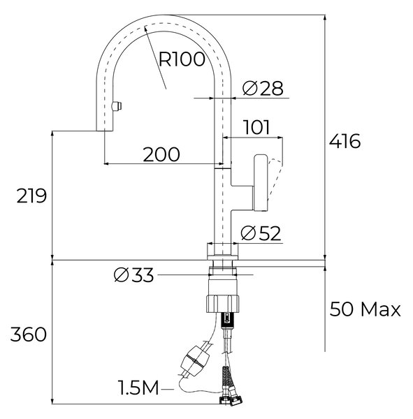 Teka Oval baterie bucătărie pe picior crom 116020013