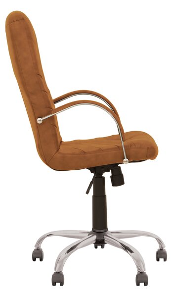 Scaun directorial MAVIS STEEL CHROME, piele ecologica, Brun deschis