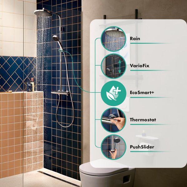Hansgrohe Activera S set de duș perete cu termostat cu duș de ploaie crom 28078000