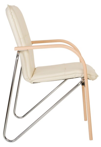 Scaun vizitator FANCY, Crem piele ecologica