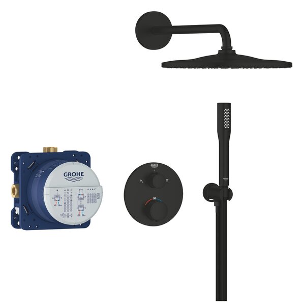 Grohe Precision baterie cadă-duș ascuns cu termostat negru 348802430