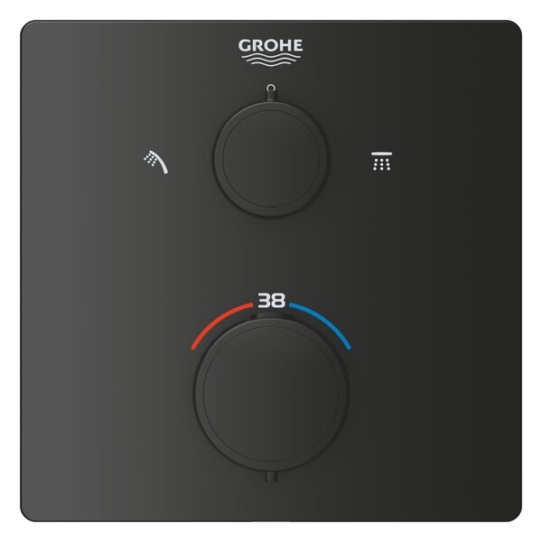 Grohe Precision set cadă și duș ascuns cu termostat cu duș de ploaie negru 348812430
