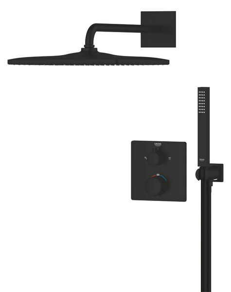 Grohe Precision set cadă și duș ascuns cu termostat cu duș de ploaie negru 348812430