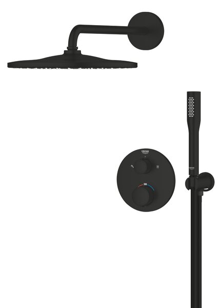 Grohe Precision baterie cadă-duș ascuns cu termostat negru 348802430