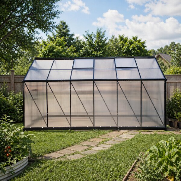 Furnigo Solară de grădină 380x190x195 cm + bază - negru