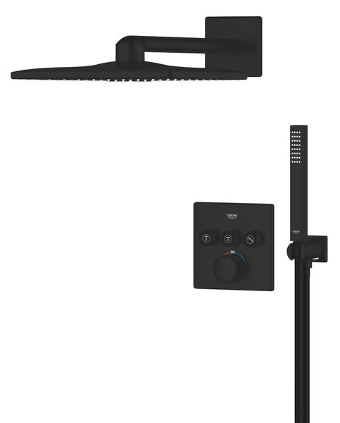 Grohe SmartControl set cadă și duș ascuns cu termostat cu duș de ploaie negru 348752430