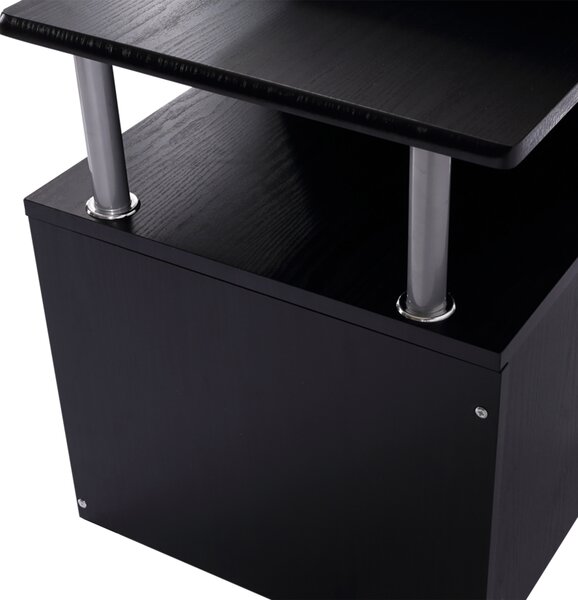 HOMCOM Birou Modern pentru Computer cu Sertare, Rafturi și Suport Detașabil pentru Tastatură, 152x60x88 cm, Negru | Aosom Romania