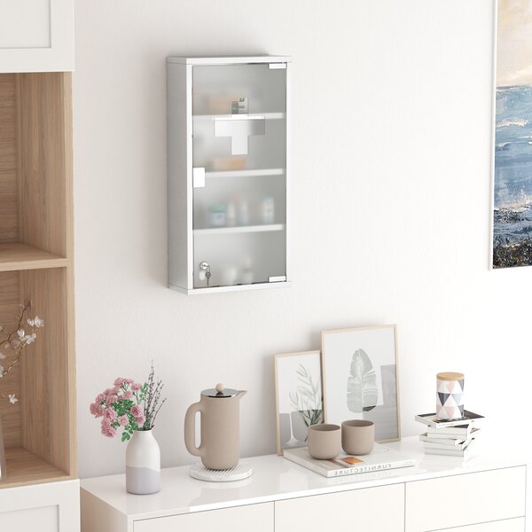 Dulap medicamente cu 4 rafturi HOMCOM, 30x12x60cm | Aosom Romania