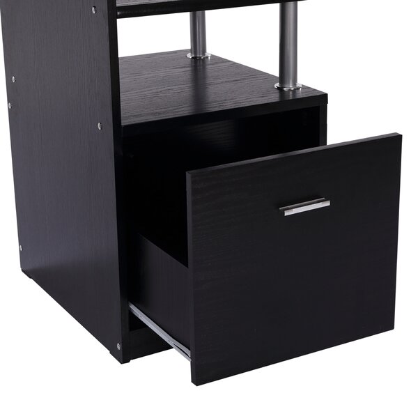 HOMCOM Birou Modern pentru Computer cu Sertare, Rafturi și Suport Detașabil pentru Tastatură, 152x60x88 cm, Negru | Aosom Romania