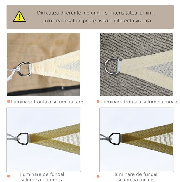 Outsunny Cort Parasolar Triunghiular Protecție UV, Ideal pentru Grădină, Terasă, Piscină, Alb Crem, 3x3x3m | Aosom Romania