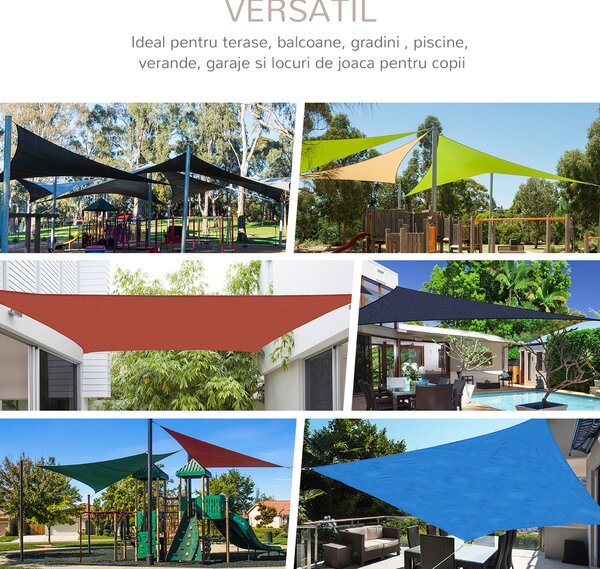 Outsunny Cort Parasolar Triunghiular Protecție UV, Ideal pentru Grădină, Terasă, Piscină, Alb Crem, 3x3x3m | Aosom Romania