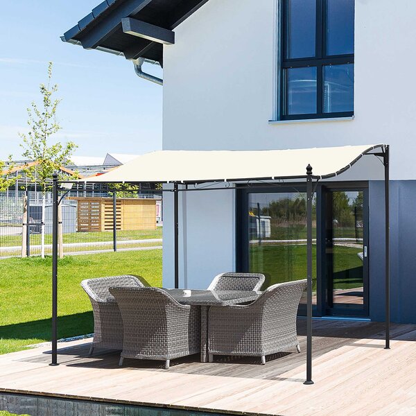 Outsunny Pavilion cu Perdea Parasolară și Prelată Impermeabilă din Poliester, Ideal pentru Grădină, Crem, 297x297cm | Aosom Romania