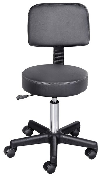 Scaun de Birou HOMCOM Rotativ, Ergonomic, Înălțime Ajustabilă, Piele Sintetică, 35x42-54cm, Negru | Aosom Romania
