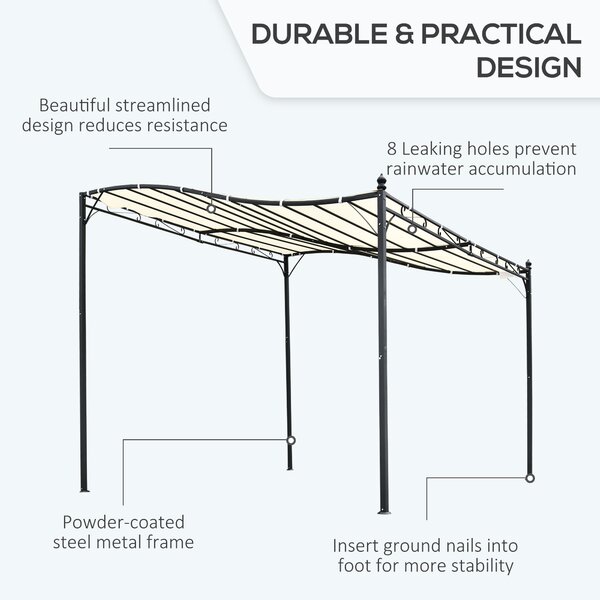 Outsunny Pavilion cu Perdea Parasolară și Prelată Impermeabilă din Poliester, Ideal pentru Grădină, Crem, 297x297cm | Aosom Romania
