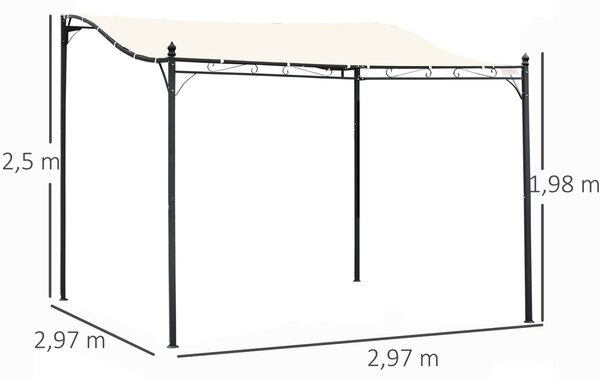 Outsunny Pavilion cu Perdea Parasolară și Prelată Impermeabilă din Poliester, Ideal pentru Grădină, Crem, 297x297cm | Aosom Romania