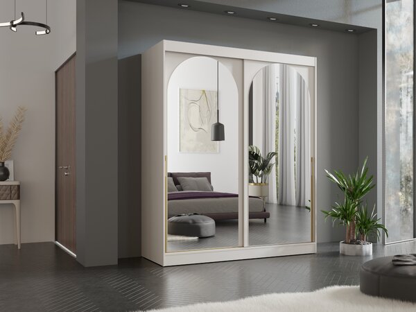 Dulap de haine 180 cm Moria 3 (cașmir + auriu) (cu oglindă). Promo -6%. 1160162