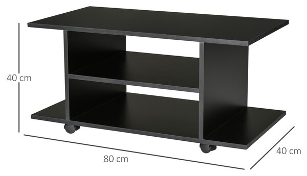 Mobilier Pentru Tv in Lemn cu Roti HOMCOM, Negru,40x40x80cm| Aosom RO | Aosom Romania